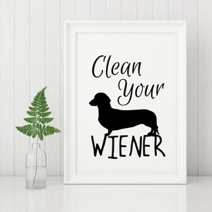 Dachshund Art Print, Dachshund Bathroom Wall Art, Bathroom Decor, Bathroom Print, Bath Art, Weiner Dog Print, Dachshund Lover Gift, Unframed