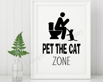 Funny Cat Print for Bathroom, Cat Decor, Gift for Cat Lover