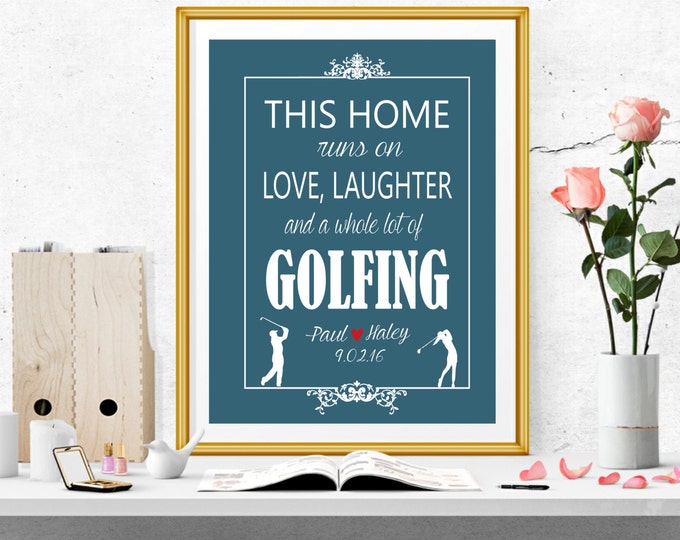 Golf Decor, Personalized Golf Art Print, Gift for the Couple, Anniversary Gift, Wedding Gift, Golf Sign, Custom Gift for Wedding, Unframed