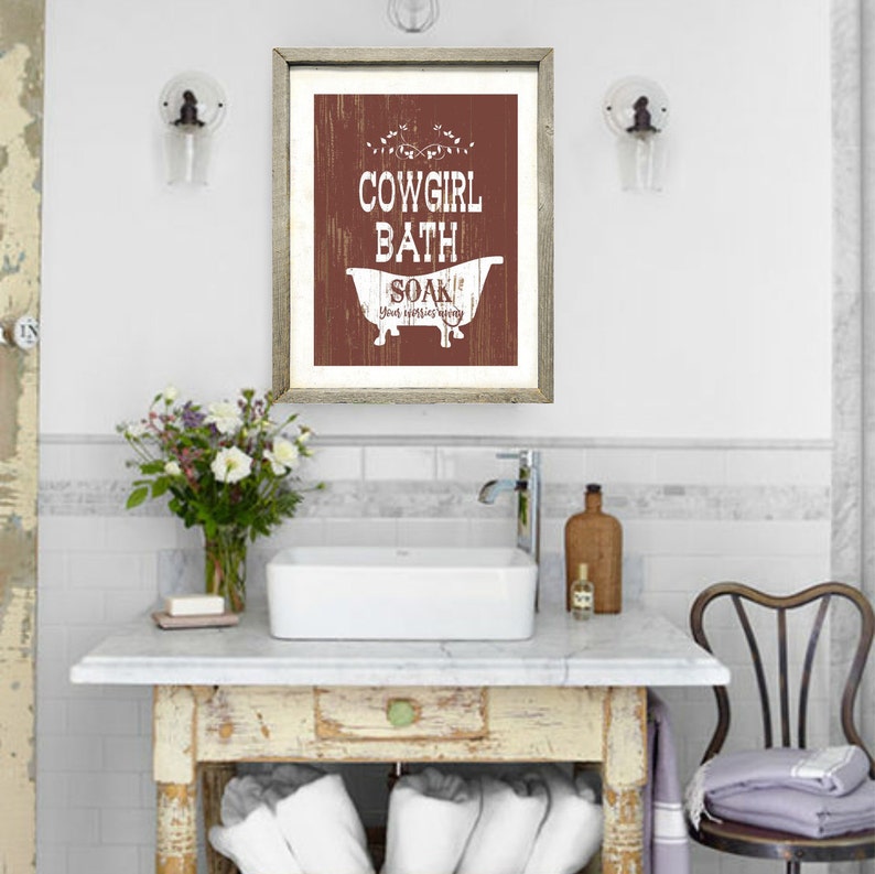 Western Decor Bathroom Wall Art Bathroom Wall Decor Rustic | Etsy