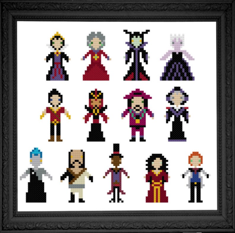 PDF Pattern Teeny Tiny Disney Villains Cross Stitch Etsy