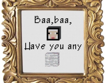 PDF Cross Stitch Pattern - Minecraft "Baa Baa Black Sheep"