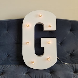 White Large Metal Light Up Marquee Letters Vintage Bulbs Sign image 1