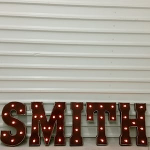 Large Brown Light Up Letters Metal Distressed Marquee Rustic Vintage