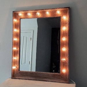 Large Vanity Mirror Wood Vertical Style Beauty Makeup Room Lights