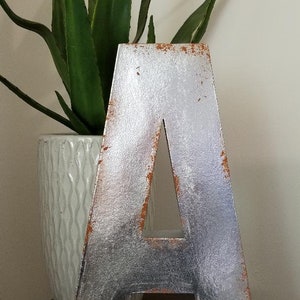 Paper Mache Letters Distressed Silver Rust Decor image 2