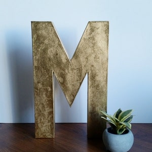 Gold Metallic Paper Mache Letters Numbers Small Large Wall And Table Decor image 5