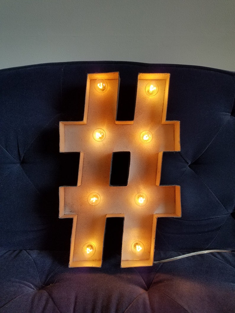 HASHTAG Marquee 16 Light Up Sign Paper Mache Faux Etsy