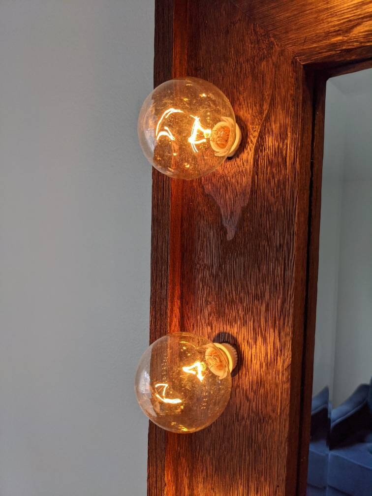 Light up Vanity Mirror Plug in Dark Wood Beauty Makeup Room Etsy