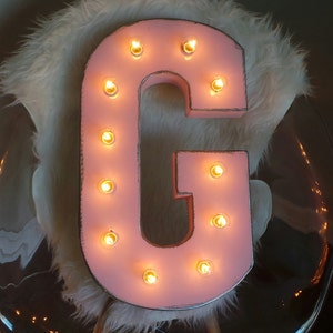Pink Metal Light Up Marquee Letters Lights Electric Vintage Carnival Sign Bulbs