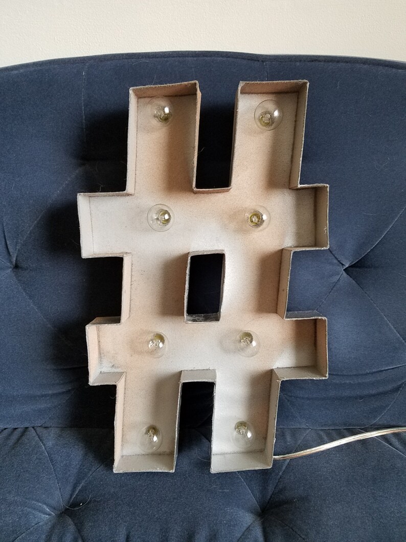 HASHTAG Marquee 16 Light Up Sign Paper Mache Faux Etsy