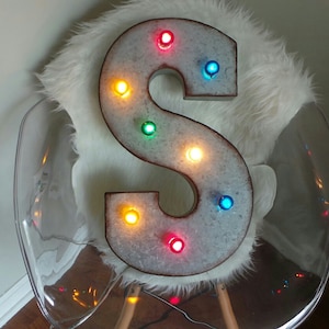 Large Letter Metal Marquee Rainbow Bulbs Vintage Lighted Sign