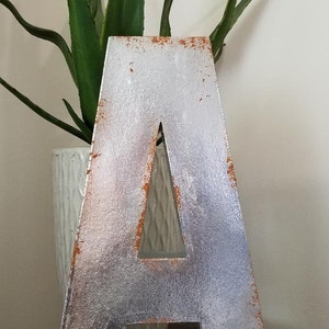 Paper Mache Letters Distressed Silver Rust Decor image 4