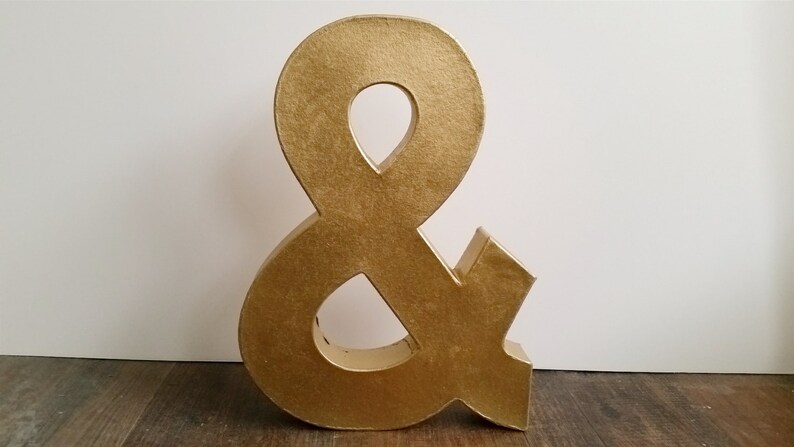 Gold Metallic Paper Mache Letters Numbers Small Large Wall And Table Decor image 8