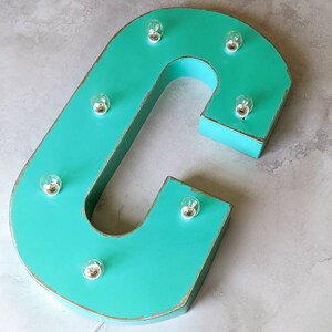 Light Up Marquee Letters Mint Aqua Metal Carnival Bulb Sign image 3