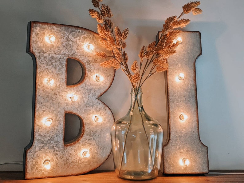 Metal Marquee Sign Big Electric Light Up Letter Lights Bulbs image 7