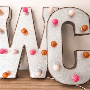 Light Up Metal Marquee Letters Sign LED Aesthetic Pink Electric Bulbs Party