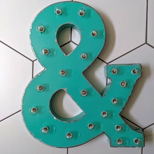 Light Up Marquee Letters Mint Aqua Metal Carnival Bulb Sign image 5