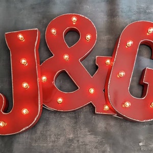 Large Red Metal Marquee Letters Light Up Lighted Sign