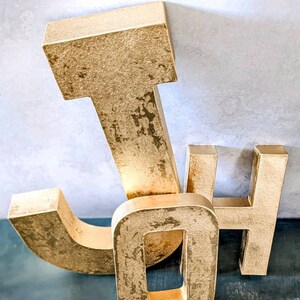 Gold Metallic Paper Mache Letters Numbers Small Large Wall And Table Decor image 2