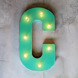 Light Up Marquee Letters Mint Aqua Metal Carnival Bulb Sign image 9