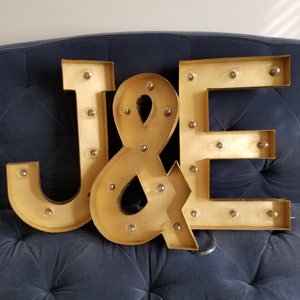 Paper Mache Gold Light Up Marquee Letters Vintage Lighted Bulbs Sign image 7