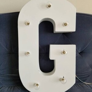 White Large Metal Light Up Marquee Letters Vintage Bulbs Sign image 3