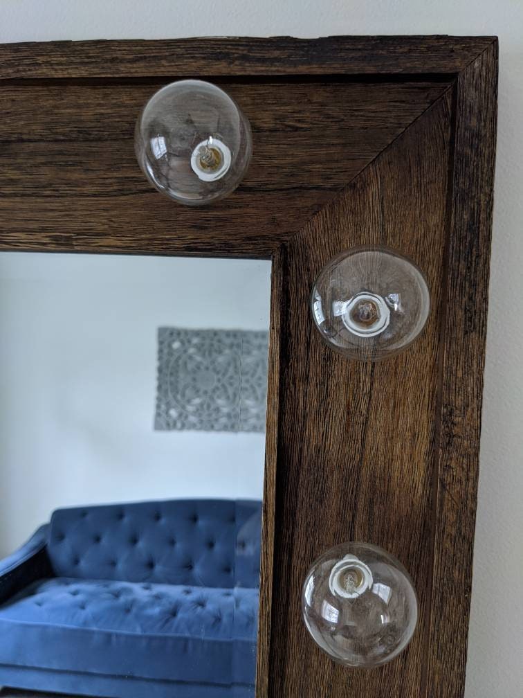 Light up Vanity Mirror Plug in Dark Wood Beauty Makeup Room Etsy