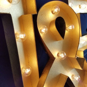 Paper Mache Gold Light Up Marquee Letters Vintage Lighted Bulbs Sign image 4