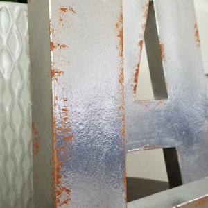 Paper Mache Letters Distressed Silver Rust Decor image 5