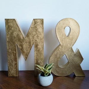 Gold Metallic Paper Mache Letters Numbers Small Large Wall And Table Decor image 6