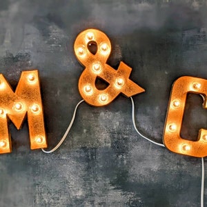 Paper Mache Gold Light Up Marquee Letters Vintage Lighted Bulbs Sign