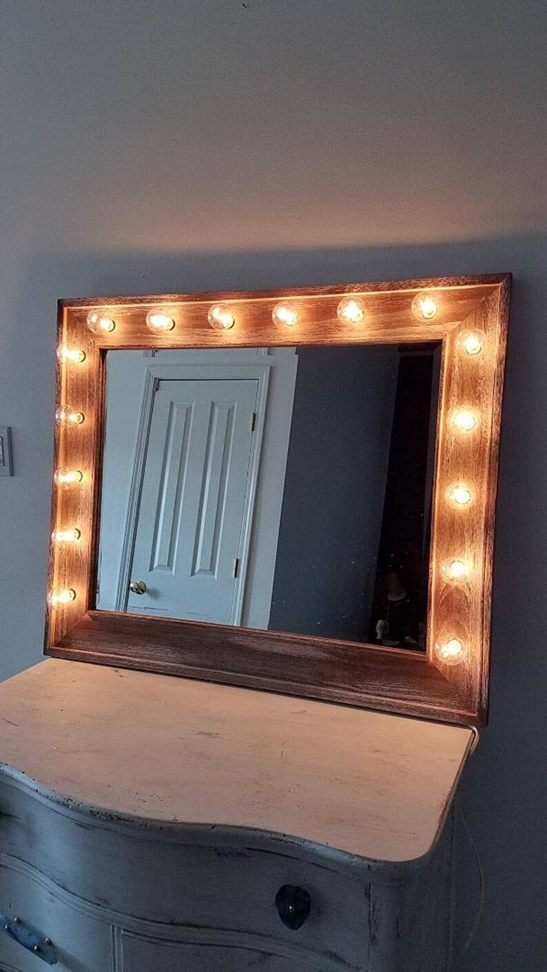 Large Vanity Mirror Reclaimed Driftwood Beveled Horizontal Etsy