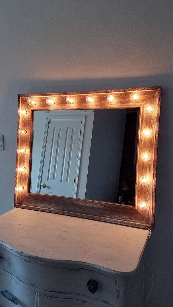 Wooden on sale hollywood mirror
