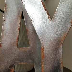 Paper Mache Letters Distressed Silver Rust Decor image 6