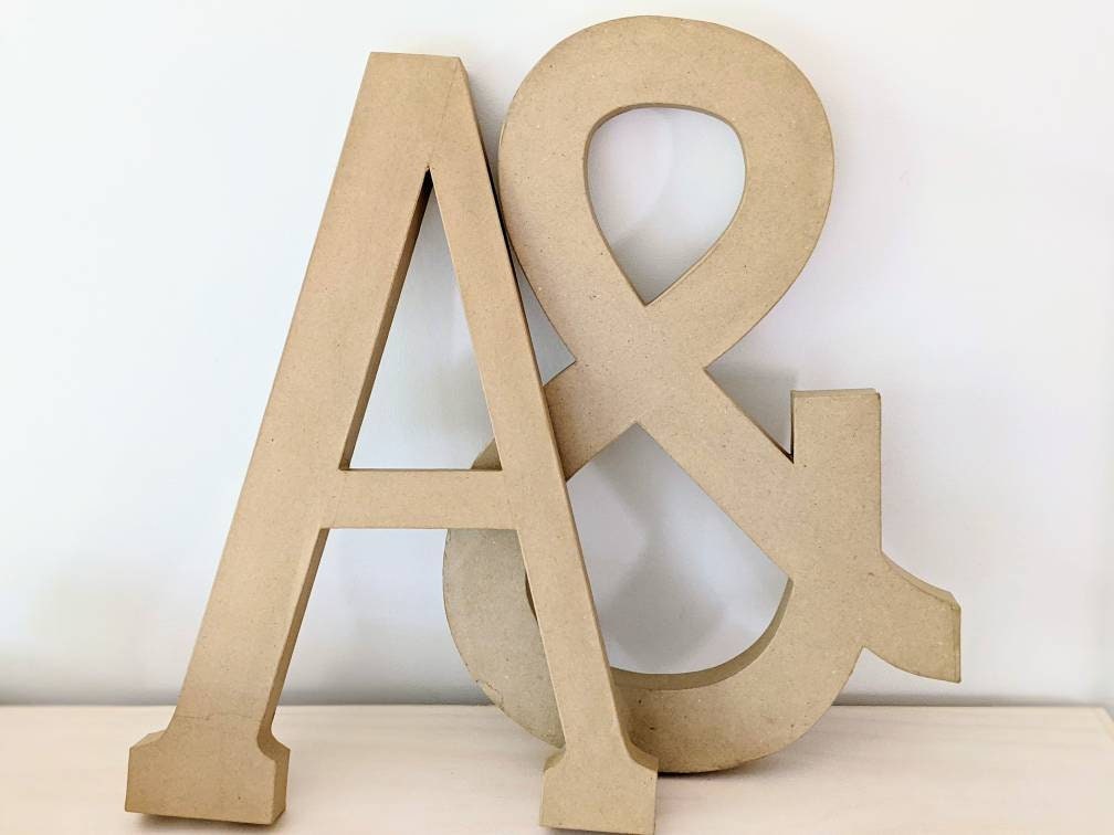 Gold Metallic Paper Mache Letters Numbers Small Large Wall and Table Decor  