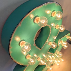 Light Up Marquee Letters Mint Aqua Metal Carnival Bulb Sign image 8