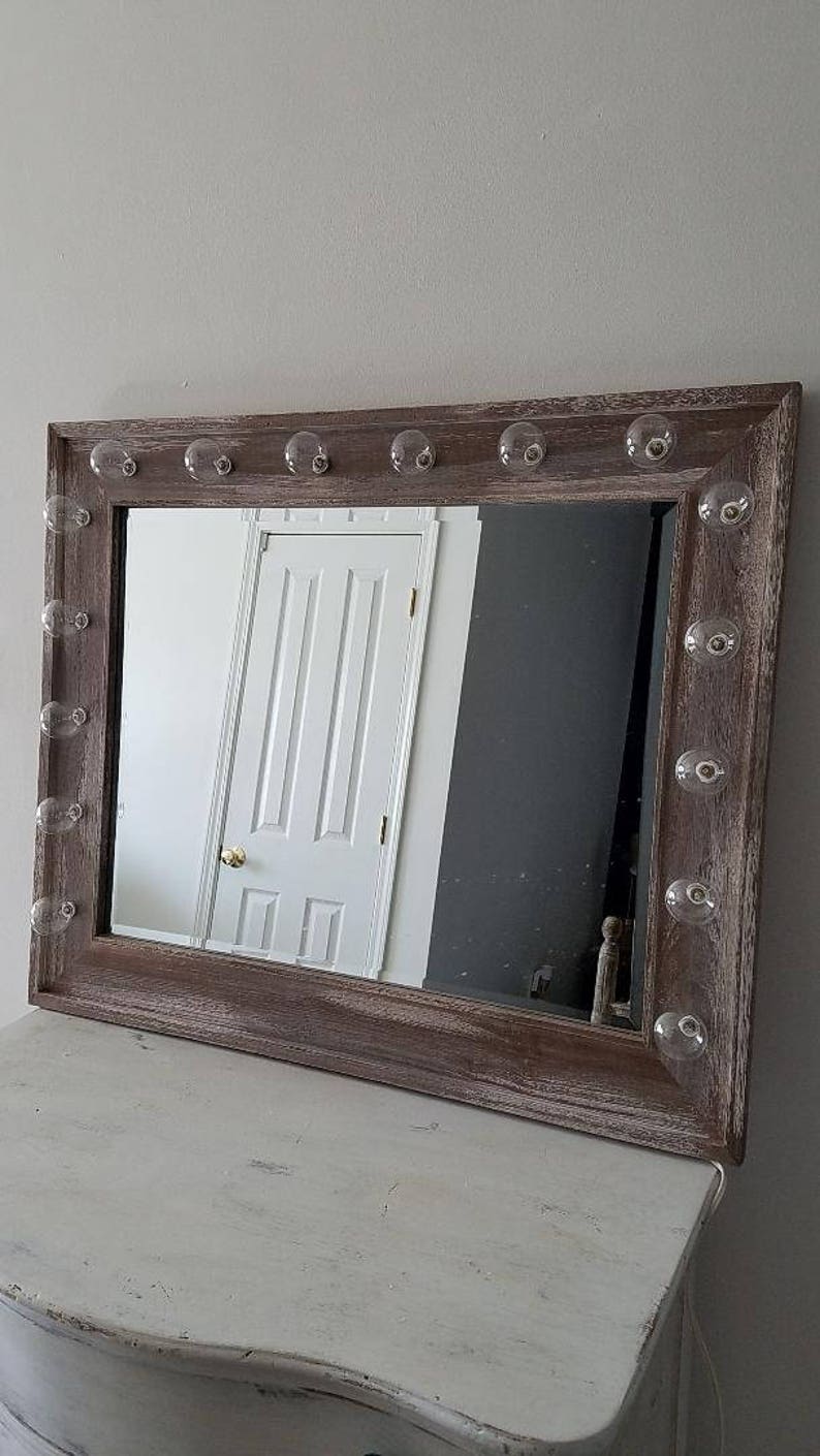 Large Vanity Mirror Reclaimed Driftwood Beveled Horizontal Etsy