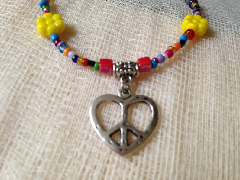 Peace symbol girls magnetic clasp necklace. Heart