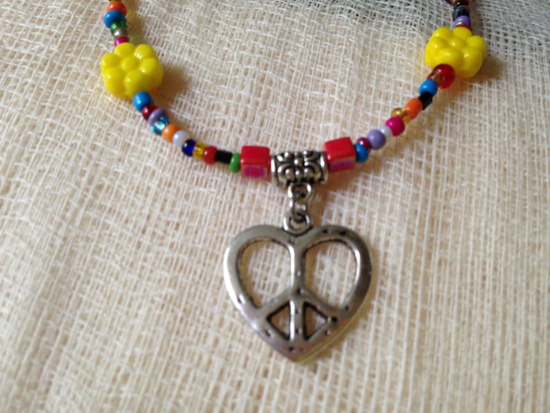 Peace symbol girls magnetic clasp necklace. Heart