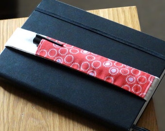 Red Notebook Pen Holder, Elastic Pen Holder for Notebooks, Journals, Planners & Diaries, 2 Pen Pouch, Pen Loop, Fabric Planner Band, A5/A4