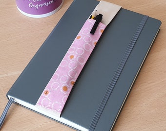 Pink Elastic Penholder Notebook Bookmark, Pen Holder Elastic Strap, Pen Pouch for Notebooks and Journals, Page Marker, Planner Band, A5, A4