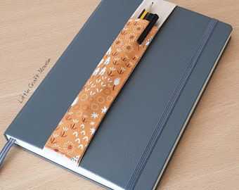 Orange Elastic Penholder Notebook Bookmark, Pen Holder Elastic Strap, Pen Pouch for Notebooks & Journals, Page Marker, Planner Band, A5, A4