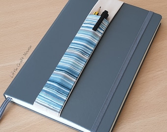 Blue Elastic Penholder Notebook Bookmark, Pen Holder Elastic Strap, Pen Pouch for Notebooks and Journals, Page Marker, Planner Band, A5, A4