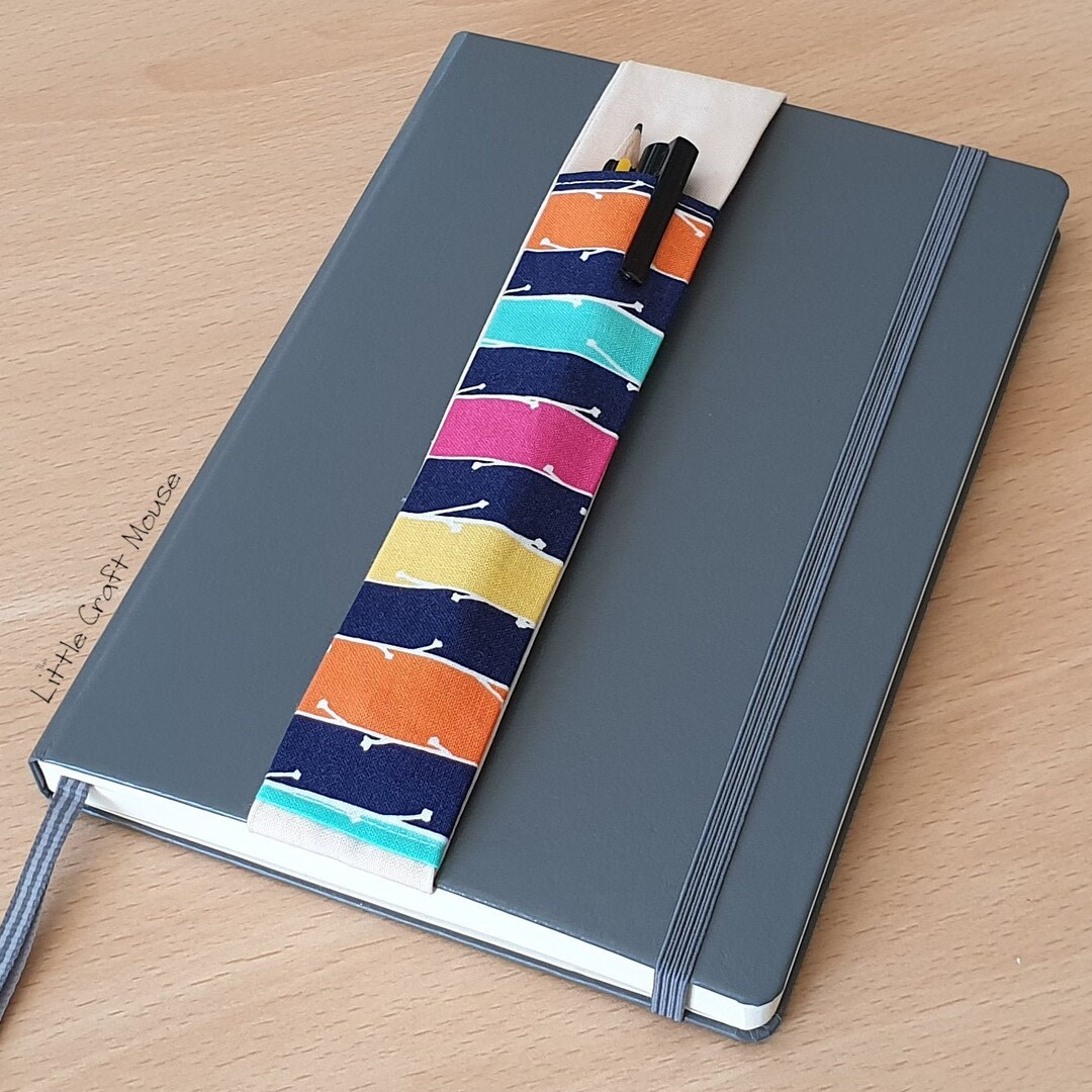 Notebook Pen Holder Stripy Pattern Fabric Elastic Pen Pocket Etsy Nederland