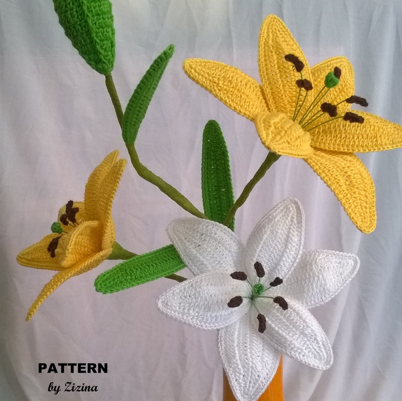 PDF Crochet Lily Pattern Flower Applique Crochet Flower Etsy