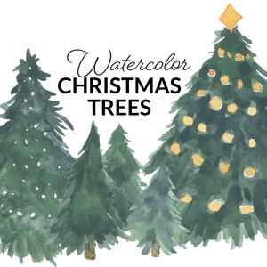 Watercolor Christmas Tree Clip Art For Scrapbooking Holiday Etsy