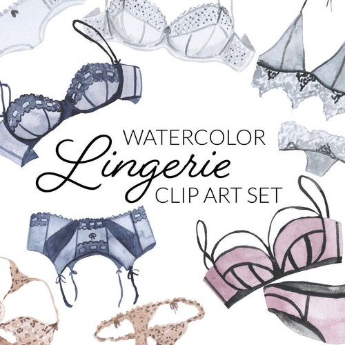 Watercolor Lingerie Clip Art Bras And Panties Sexy Clip Art | Etsy