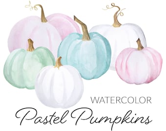 Watercolor Pastel Pumpkins, Crafty Halloween, Hipster pumpkin paintings, Teal pumpkin, Pink Pumpkin, White pumpkin