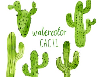 Watercolor Cacti, Digital cactus clip art, Western clipart, Trend Clip Art, Green Cactus, Watercolor Cactus, Cactus clipart, Digital Clipart